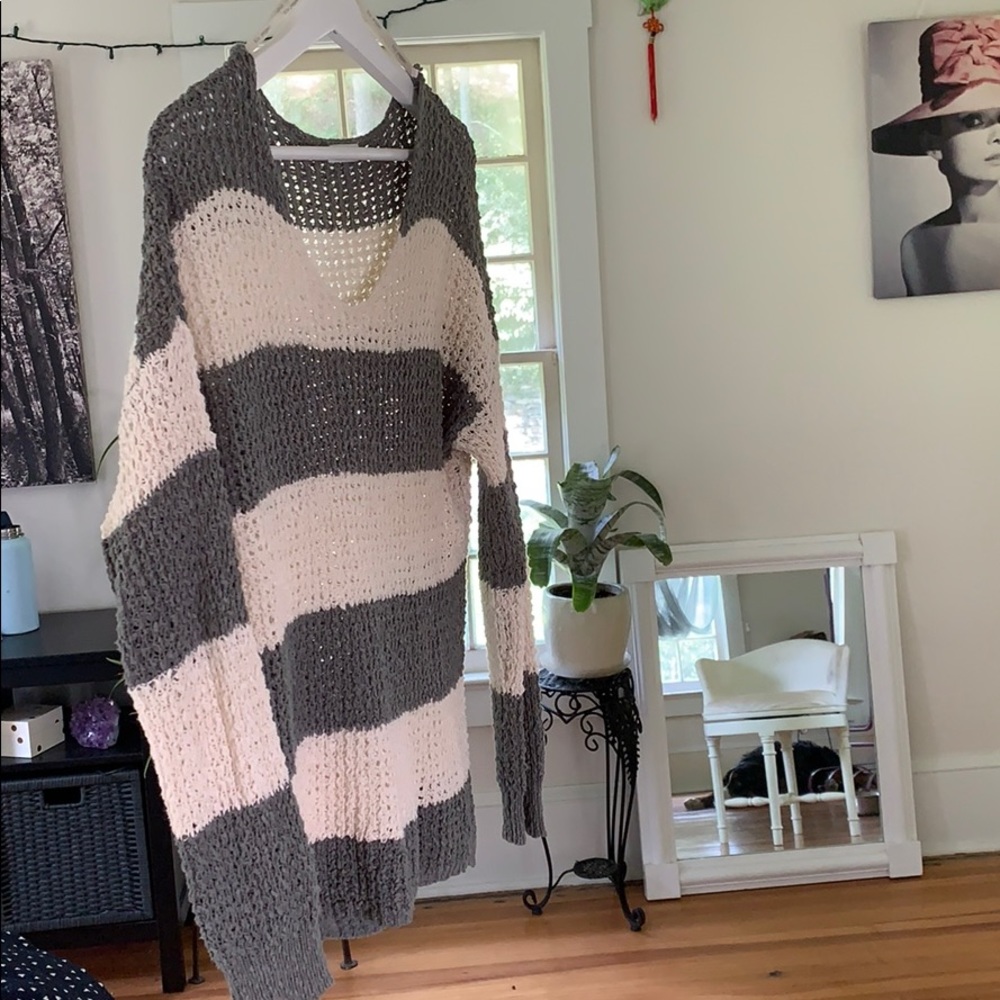 Sage green & cream medium beach sweater